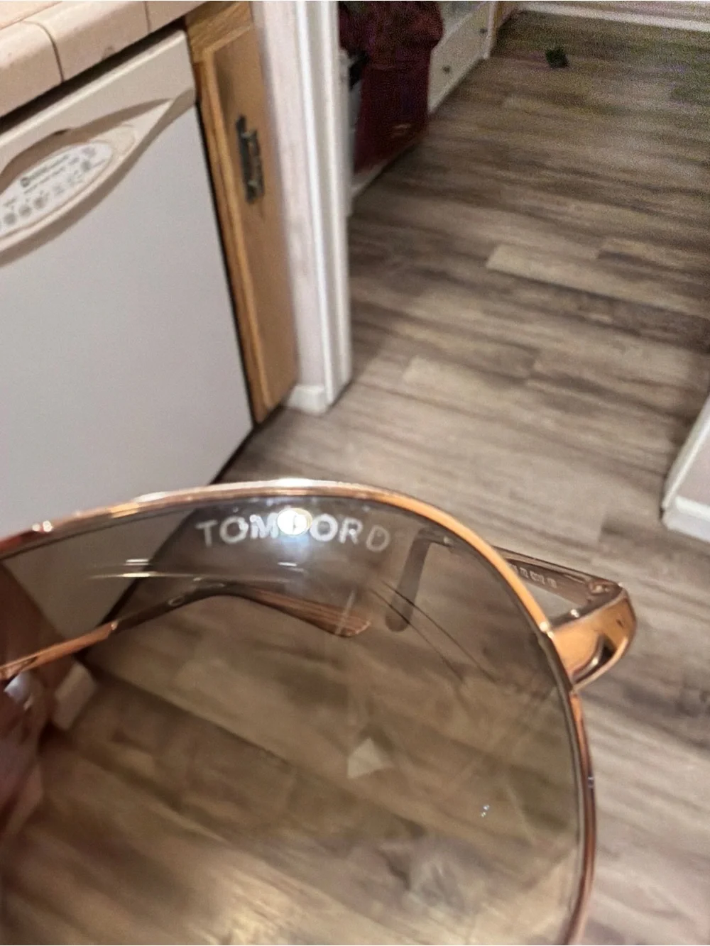 Tom Ford Rose Gold Aviator Sunglasses Brown Gradient Lens TF Case Pouch